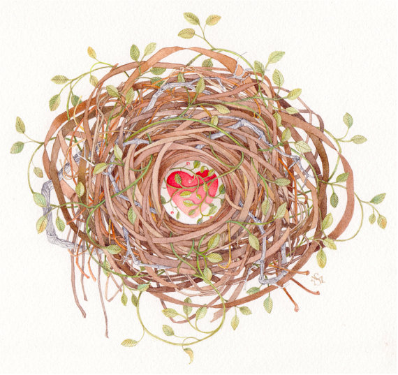 揉合梦与记忆的唯美世界 手绘插画让你一窥鸟巢里的宇宙